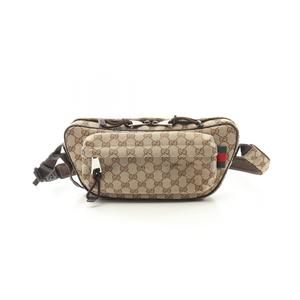 Gucci GG Canvas Crossbody Bag Waist Body Leather Beige Brown